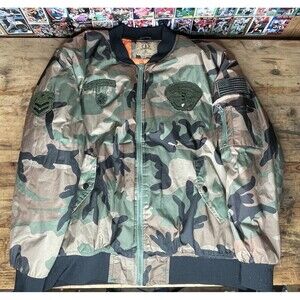 Brooklyn Laundry Bomber Jacket Camo Puffer Jacket Men’s Patch Mens XL Airbourne